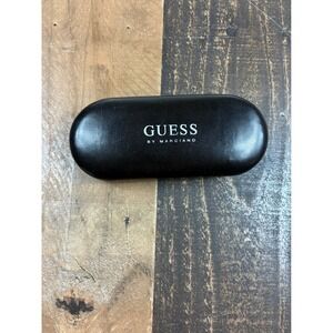 Guess by Marciano Black Hard Shell Clamshell Eyeglass Case Logo Print Interior